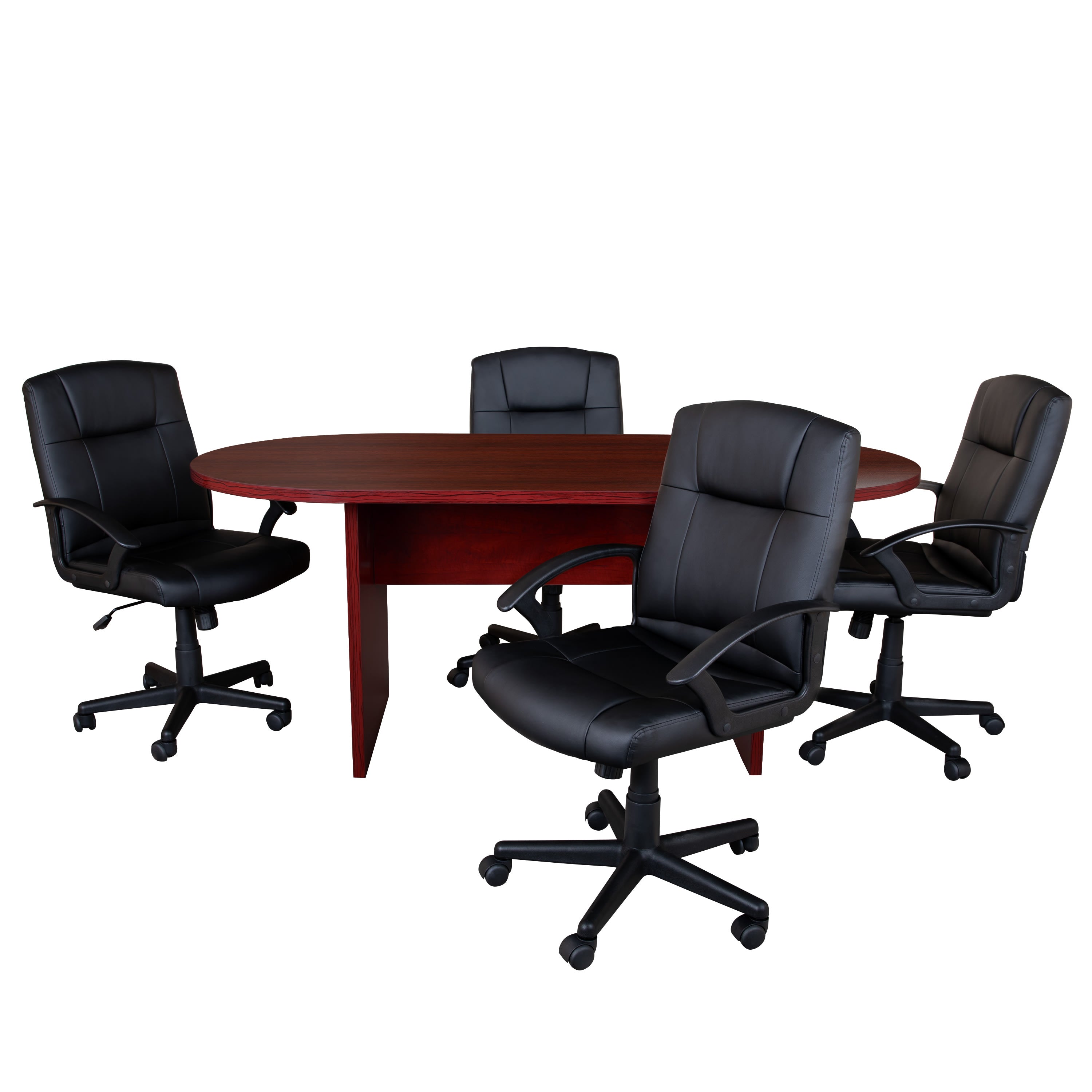 5 Piece Oval Conference Table Set with 4 LeatherSoft Padded Task Chairs