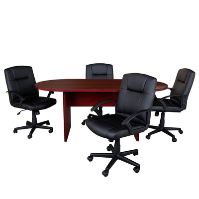 5 Piece Oval Conference Table Set with 4 LeatherSoft-Padded Task Chairs - View 1