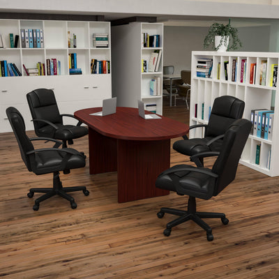 5 Piece Oval Conference Table Set with 4 LeatherSoft-Padded Task Chairs - View 2