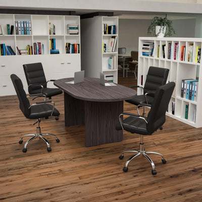 5 Piece Oval Conference Table Set with 4 LeatherSoft Chairs - View 2