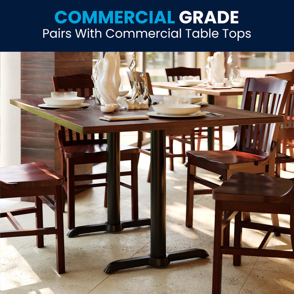 Black |#| 5" x 22" Restaurant Table T-Base with 3" Dia. Table Height Column