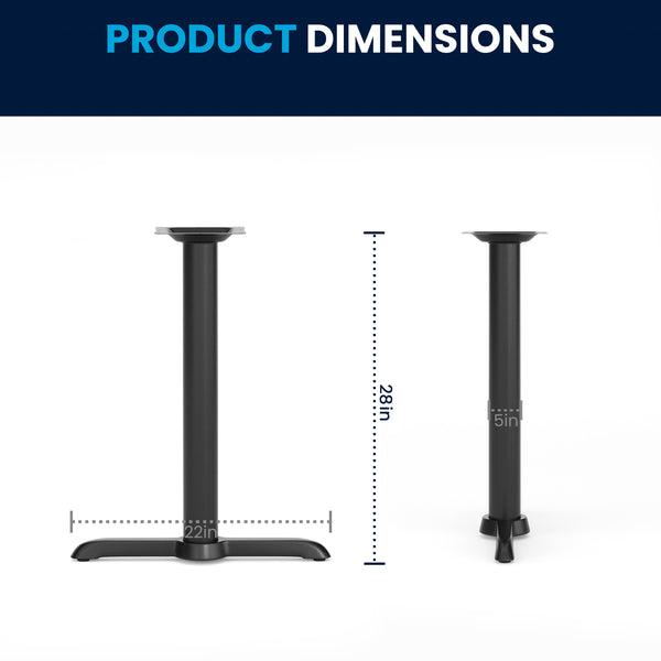 Black |#| 5" x 22" Restaurant Table T-Base with 3" Dia. Table Height Column