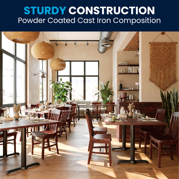 Black |#| 5" x 22" Restaurant Table T-Base with 3" Dia. Table Height Column