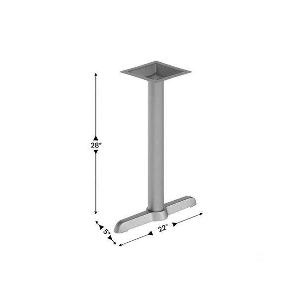 Silver |#| Commercial Silver Table T-Base with 3" Diameter Table Height Column - 5" x 22"