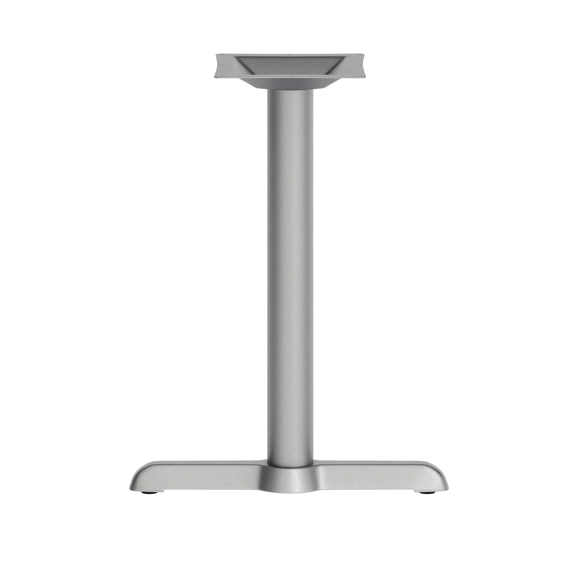 Silver |#| Commercial Silver Table T-Base with 3" Diameter Table Height Column - 5" x 22"