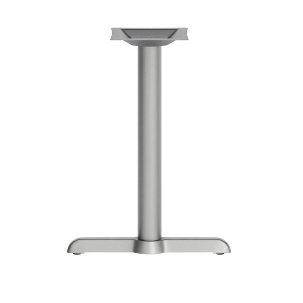 Silver |#| Commercial Silver Table T-Base with 3" Diameter Table Height Column - 5" x 22"