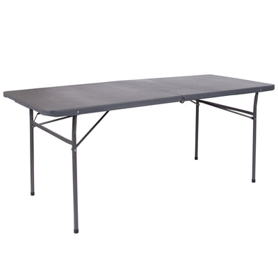 6-Foot Bi-Fold Plastic Banquet and Event Folding Table with Carrying Handle