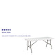 Granite White |#| 6-Foot Bi-Fold Granite White Plastic Banquet and Event Folding Table with Handle