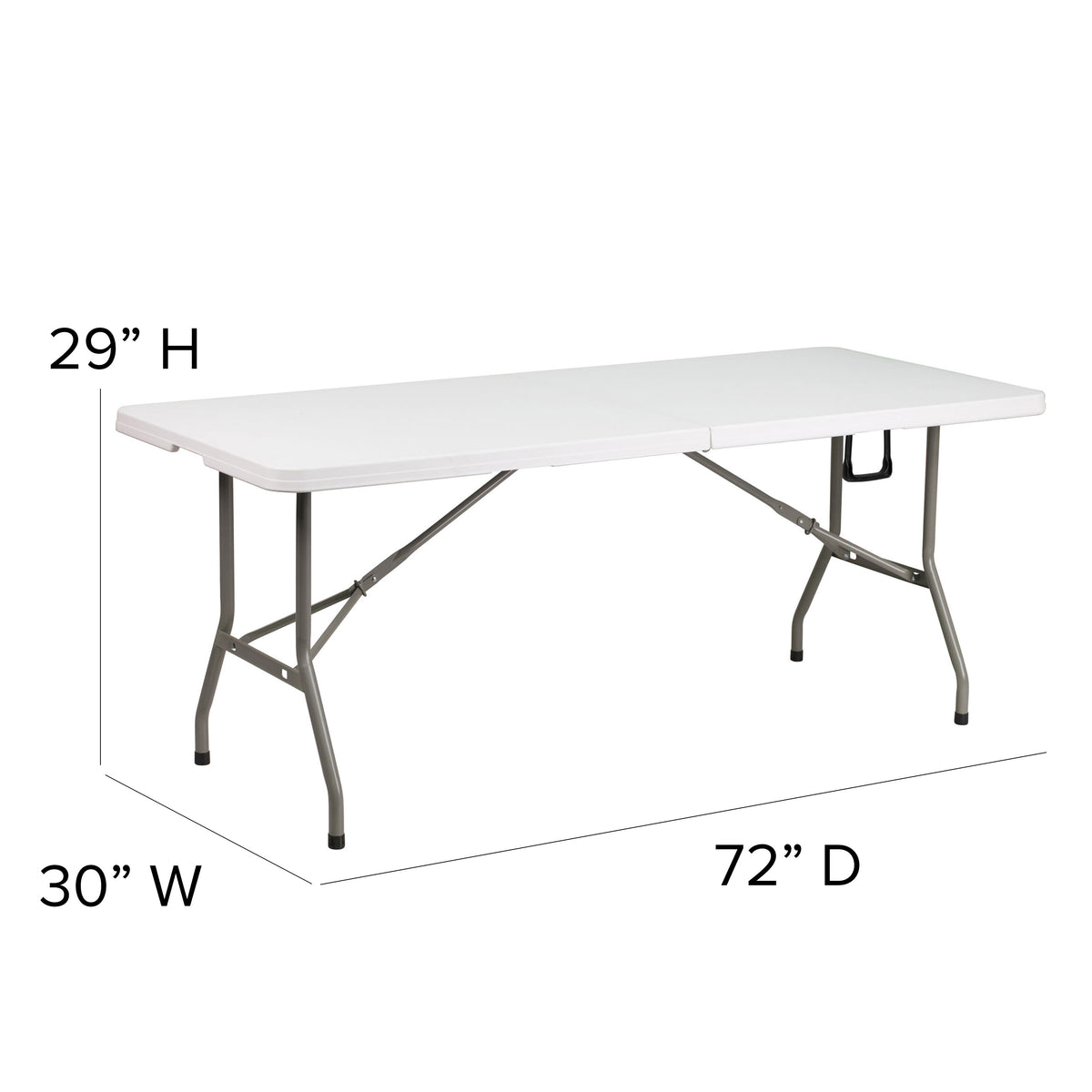 Granite White |#| 6-Foot Bi-Fold Granite White Plastic Banquet and Event Folding Table with Handle