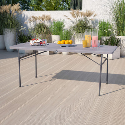 6-Foot Bi-Fold Plastic Banquet and Event Folding Table with Carrying Handle - View 2