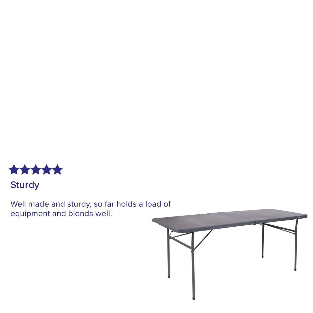 Dark Gray |#| 6-Foot Bi-Fold Dark Gray Plastic Folding Table with Carrying Handle