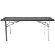 Dark Gray |#| 6-Foot Bi-Fold Dark Gray Plastic Folding Table with Carrying Handle