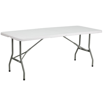 30"W x 72"L Bi-Fold Granite White Plastic Folding Table - View 1