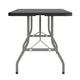 Black |#| 6-Foot Bi-Fold Granite Black Plastic Folding Table with Carrying Handle