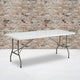 Granite White |#| 6-Foot Bi-Fold Granite White Plastic Folding Table with Carrying Handle