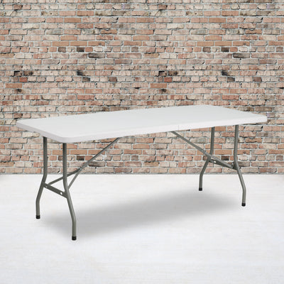 30"W x 72"L Bi-Fold Granite White Plastic Folding Table - View 2