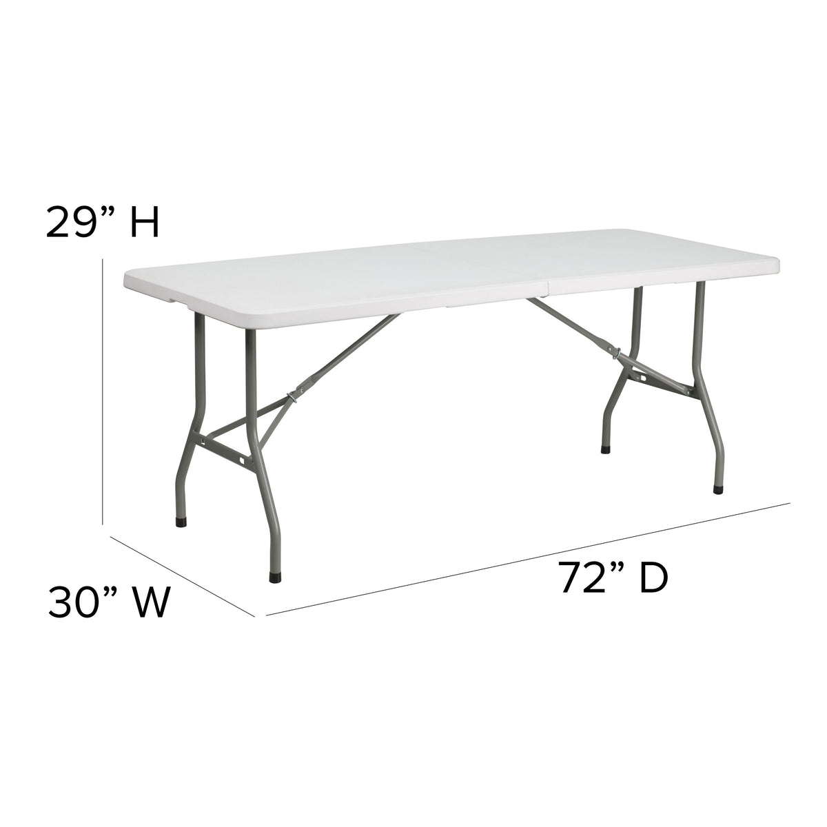 Granite White |#| 6-Foot Bi-Fold Granite White Plastic Folding Table with Carrying Handle
