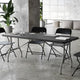 Black |#| 6-Foot Bi-Fold Granite Black Plastic Folding Table with Carrying Handle