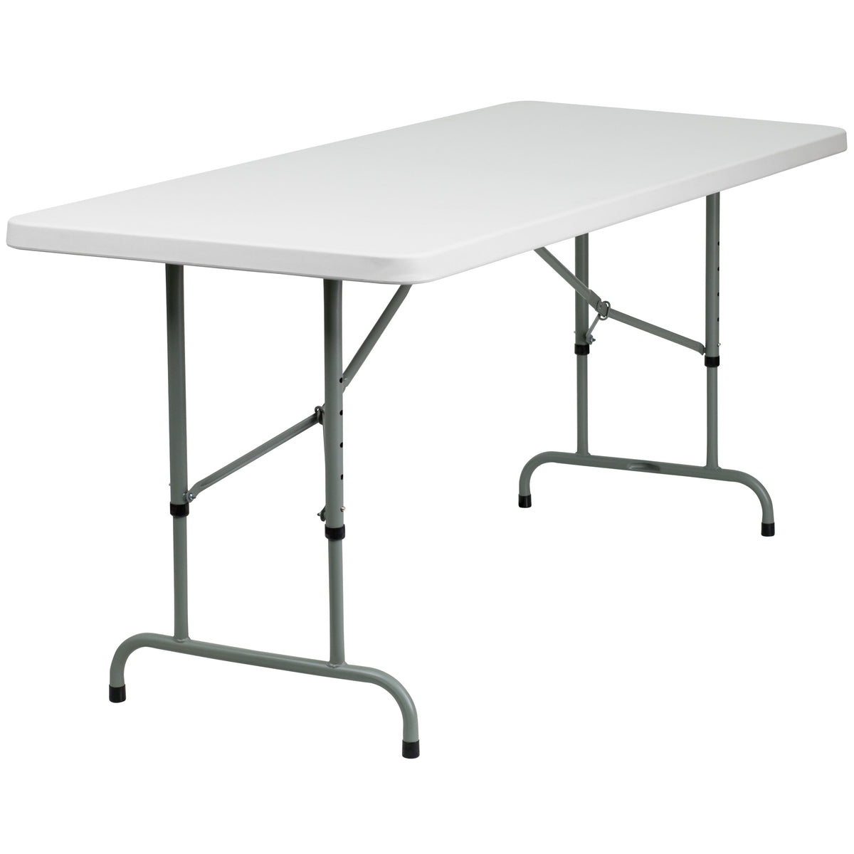 6-Foot Height Adjustable Granite White Plastic Folding Event Table