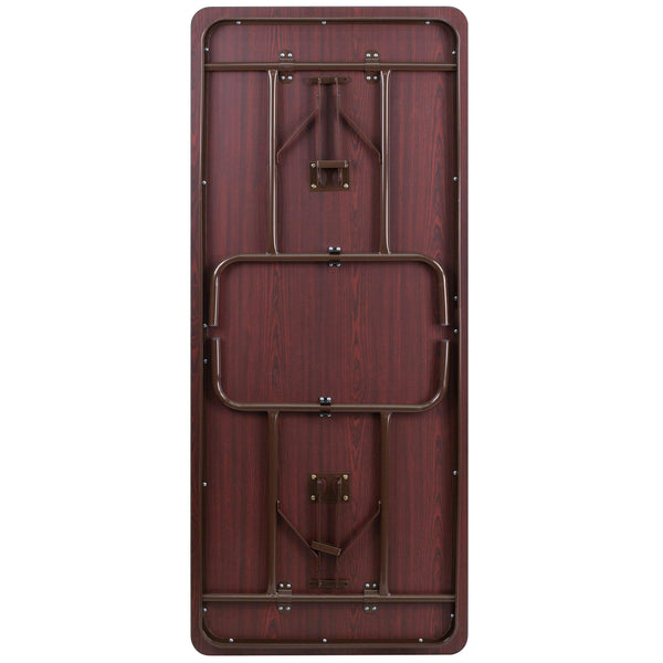6-Foot High Pressure Mahogany Laminate Folding Banquet & Catering Table