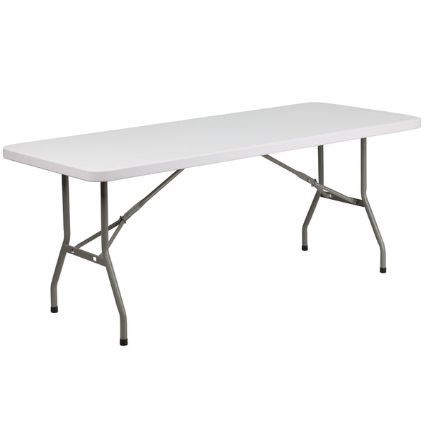 6-Foot Granite White Plastic Folding Table - Banquet / Event Folding Table