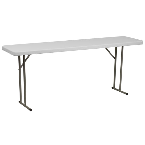 Granite White |#| 6-Foot Inch Rectangle Granite White Plastic Folding Training / Seminar Table