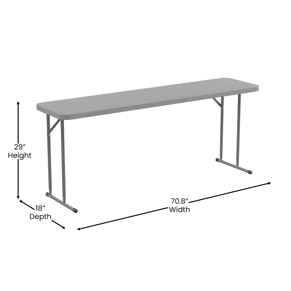 Gray |#| 6-Foot Inch Rectangle Gray Plastic Folding Training / Seminar Table