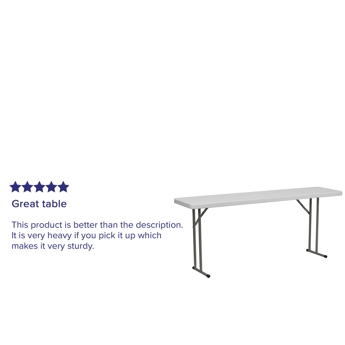 6-Foot Granite White Plastic Folding Training and Event Table