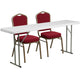 6-Foot Plastic Folding Training Table Set with 2 Crown Back Stack Chairs