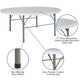 6-Foot Round Bi-Fold Granite White Plastic Event Folding Table with Handle