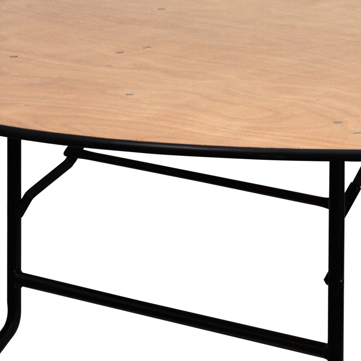 6-Foot Round Wood Folding Banquet Table with Clear Coated Finished Top