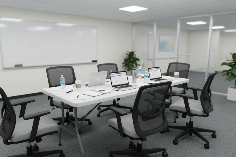 Bizchair-6-foot-bi-fold-table-with-office-setup