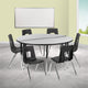 Grey |#| 60inch Circle Wave Activity Table Set with 16inch Student Stack Chairs, Grey/Black