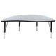 Grey |#| 60inch Half Circle Wave Collaborative Grey Kids Adjustable Height Activity Table