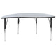 Grey |#| 60inch Half Circle Wave Collaborative Grey Adjustable Height Activity Table