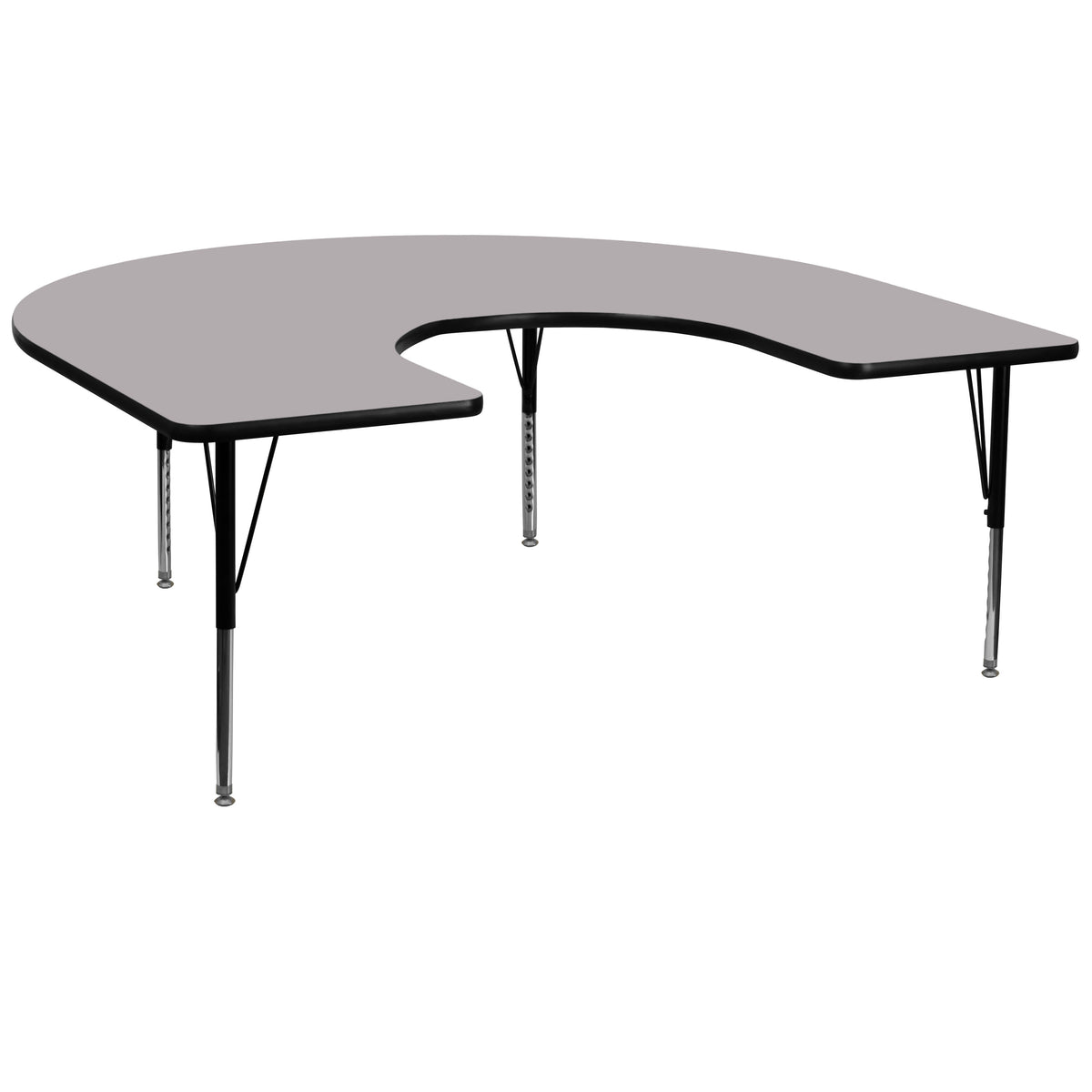 Gray |#| 60inchW x 66inchL Horseshoe Grey Thermal Laminate Adjustable Activity Table