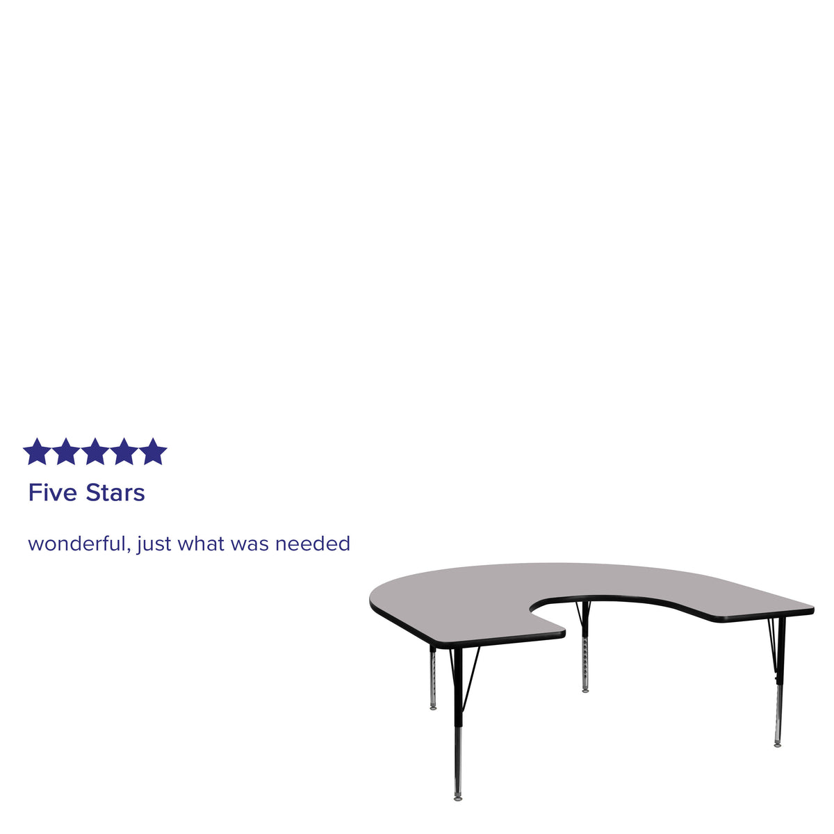 Gray |#| 60inchW x 66inchL Horseshoe Grey Thermal Laminate Adjustable Activity Table