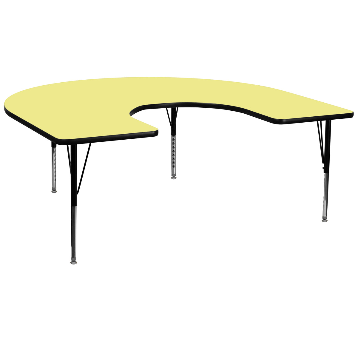 Yellow |#| 60inchW x 66inchL Horseshoe Yellow Thermal Laminate Adjustable Activity Table