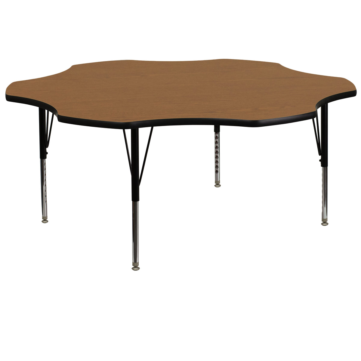 Oak |#| 60inch Flower Oak Thermal Laminate Activity Table - Height Adjustable Short Legs