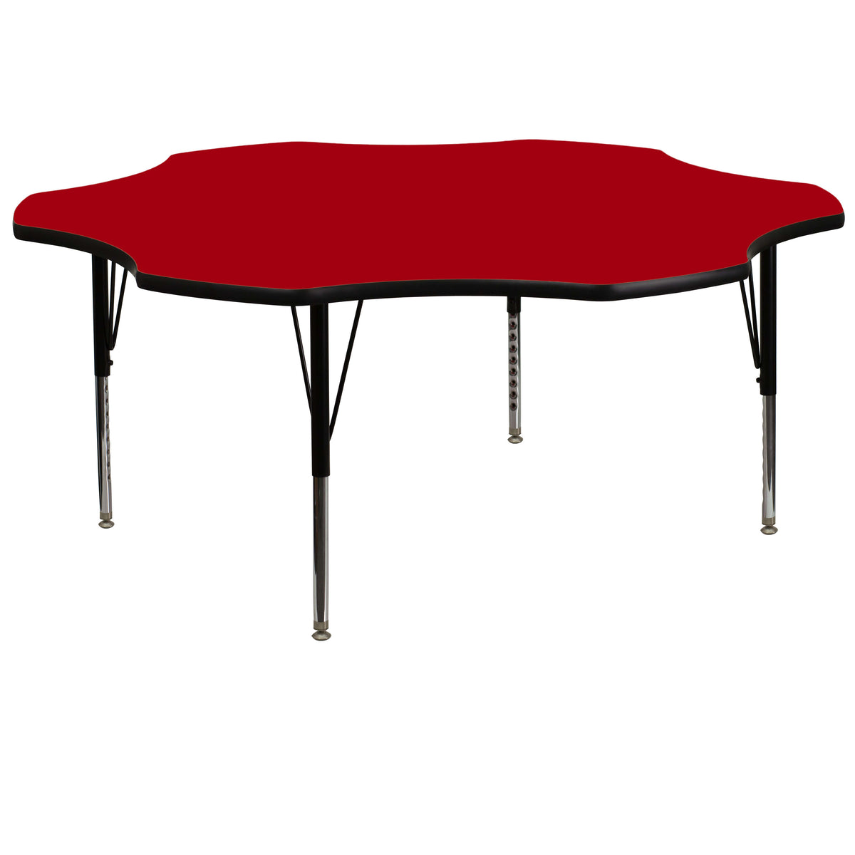 Red |#| 60inch Flower Red Thermal Laminate Activity Table - Height Adjustable Short Legs