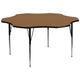 Oak |#| 60inch Flower Oak Thermal Laminate Activity Table - Standard Height Adjustable Legs