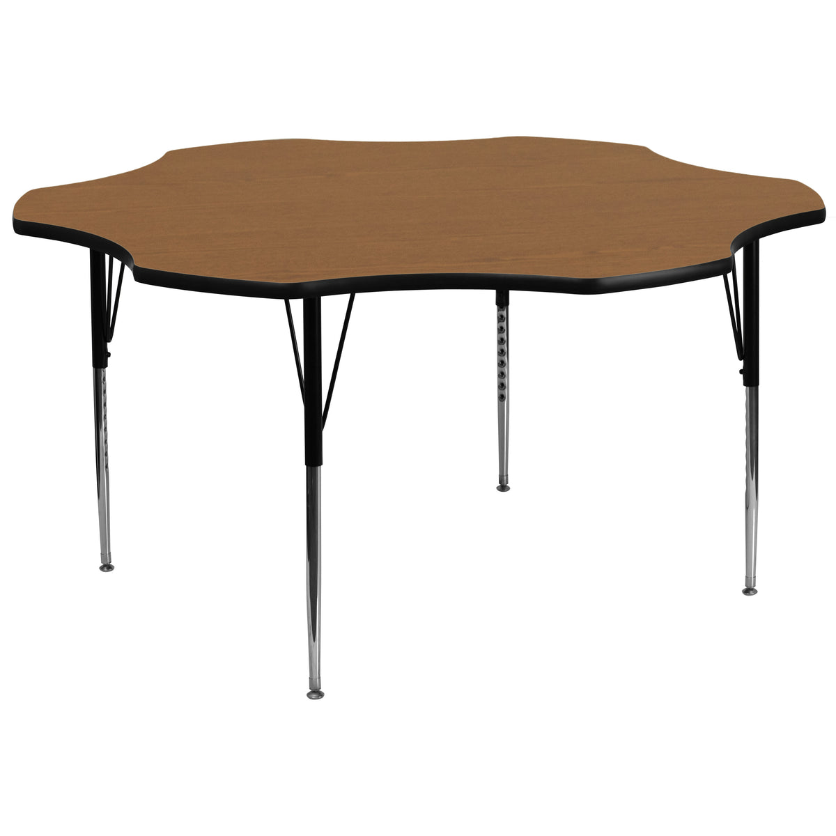 Oak |#| 60inch Flower Oak Thermal Laminate Activity Table - Standard Height Adjustable Legs