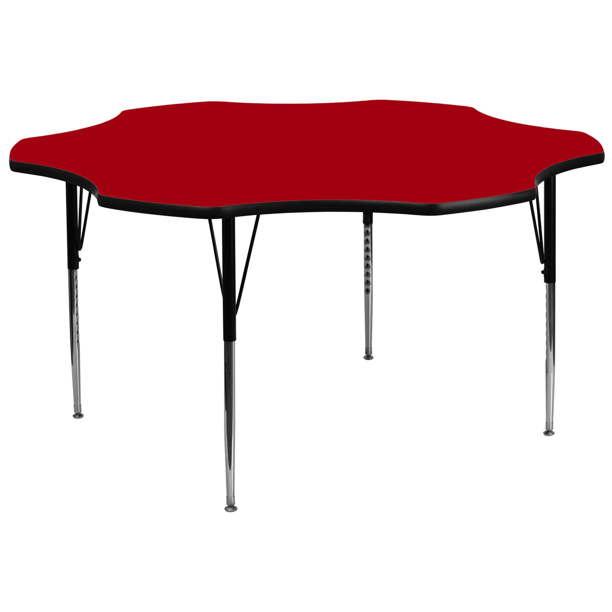 Red |#| 60inch Flower Red Thermal Laminate Activity Table - Standard Height Adjustable Legs