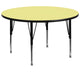 Yellow |#| 60inch Round Yellow Thermal Laminate Activity Table - Height Adjustable Short Legs