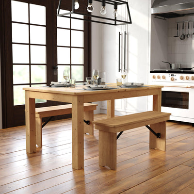 60" x 38" Rectangular Antique Rustic Solid Pine Farm Dining Table - View 2