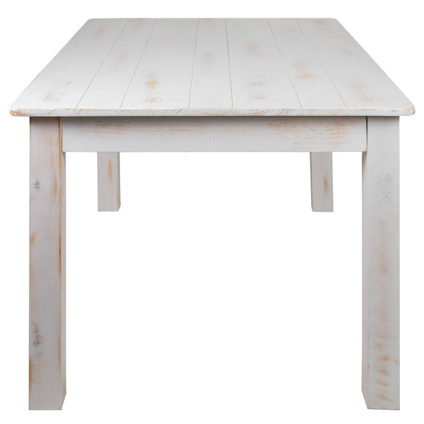 Antique Rustic White |#| 60" x 38" Rectangular Antique Rustic White Solid Pine Farm Dining Table