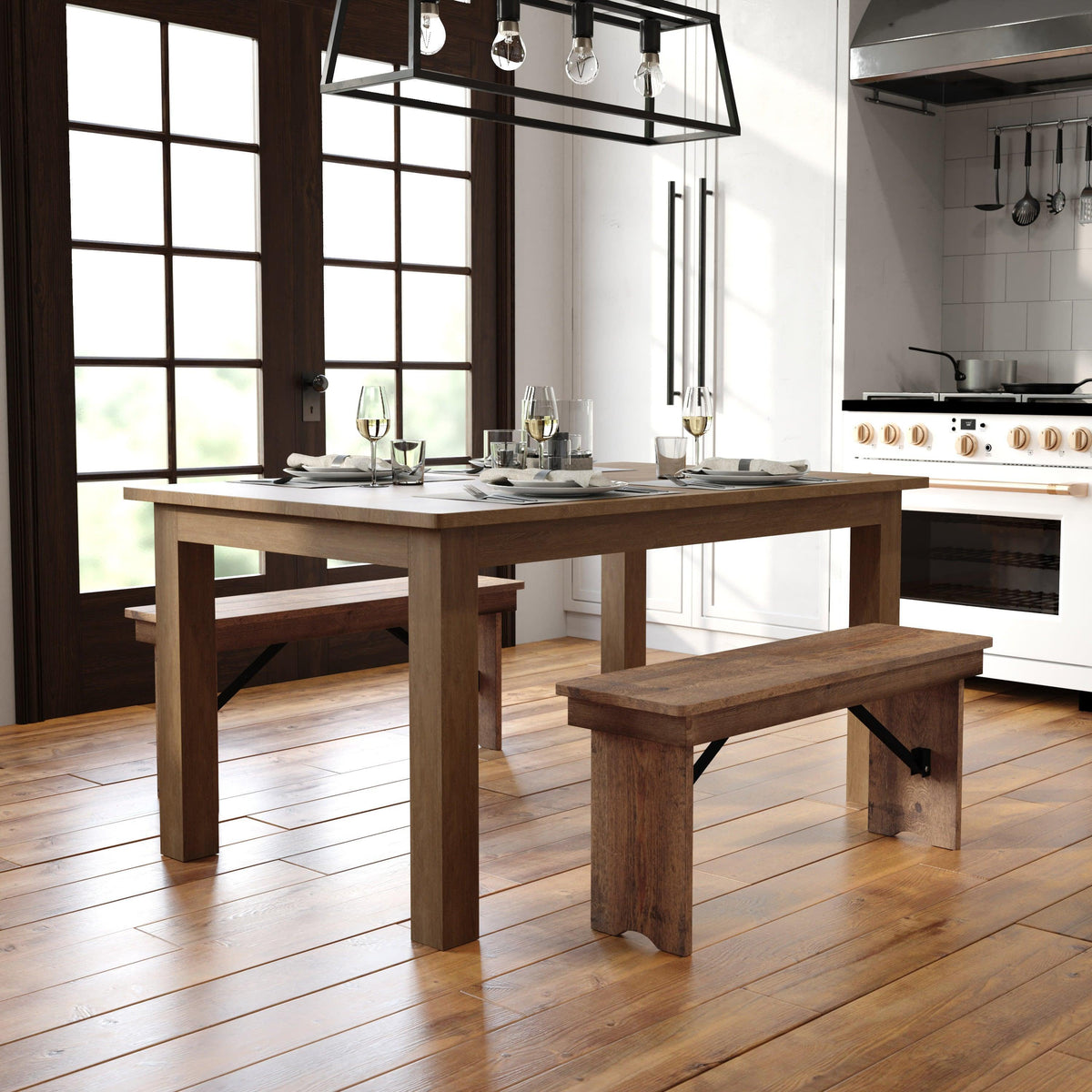 Antique Rustic |#| 60" x 38" Rectangular Antique Rustic Solid Pine Farm Dining Table