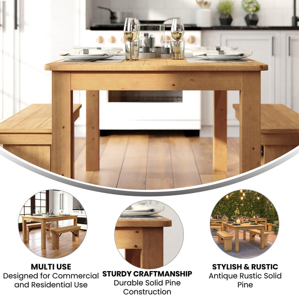 Light Natural |#| 60" x 38" Rectangular Light Natural Solid Pine Farm Dining Table