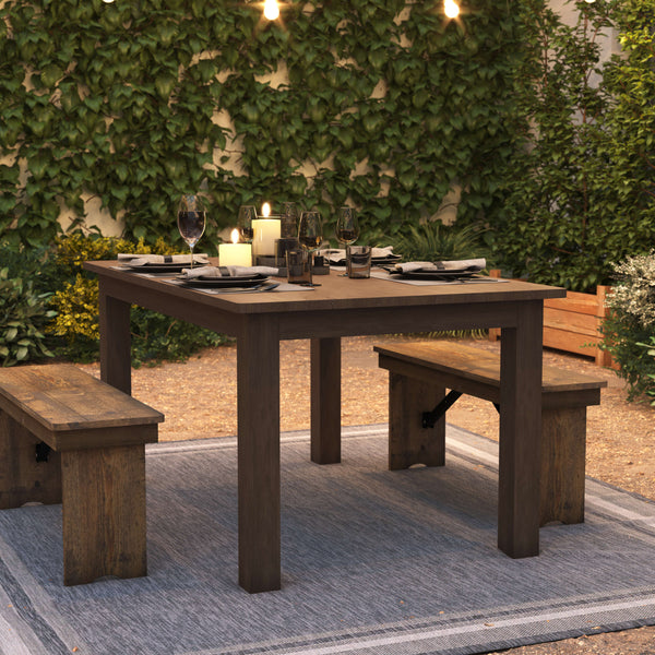 Antique Rustic |#| 60" x 38" Rectangular Antique Rustic Solid Pine Farm Dining Table