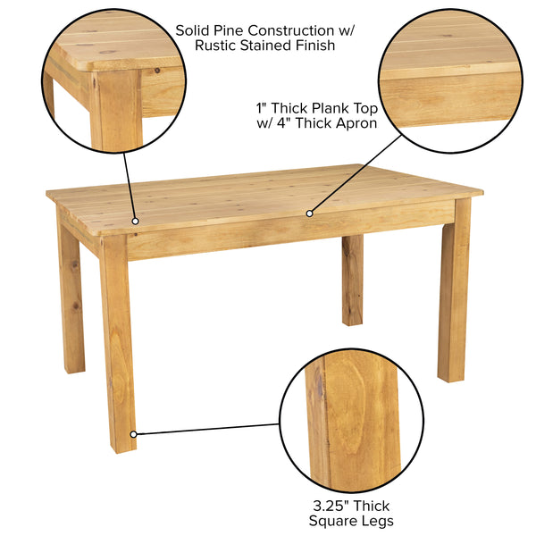 Light Natural |#| 60" x 38" Rectangular Light Natural Solid Pine Farm Dining Table